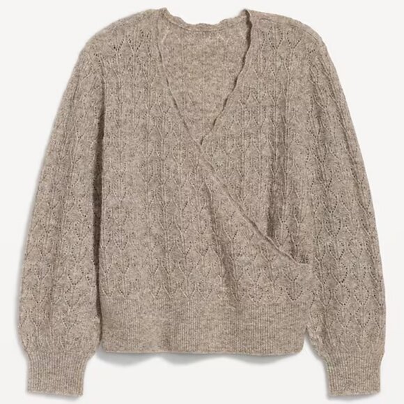 Old Navy Wool-Blend Wrap-Front Sweater Size Large - Picture 3 of 10